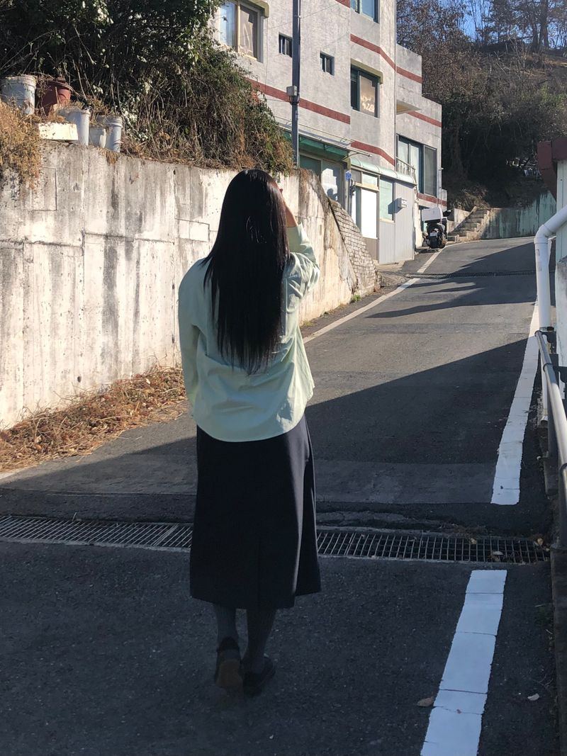 Leaf crease long skirt