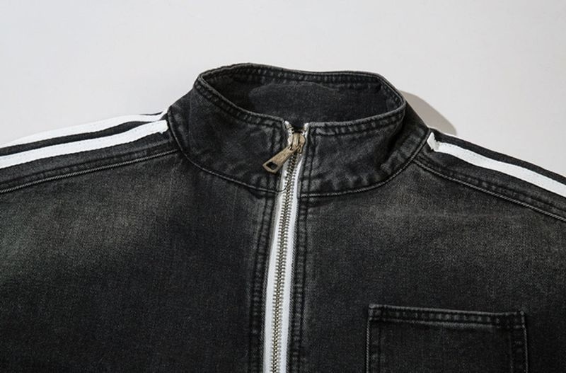 LMN Cube Damage Line Denim Zip-Up (2 colors)