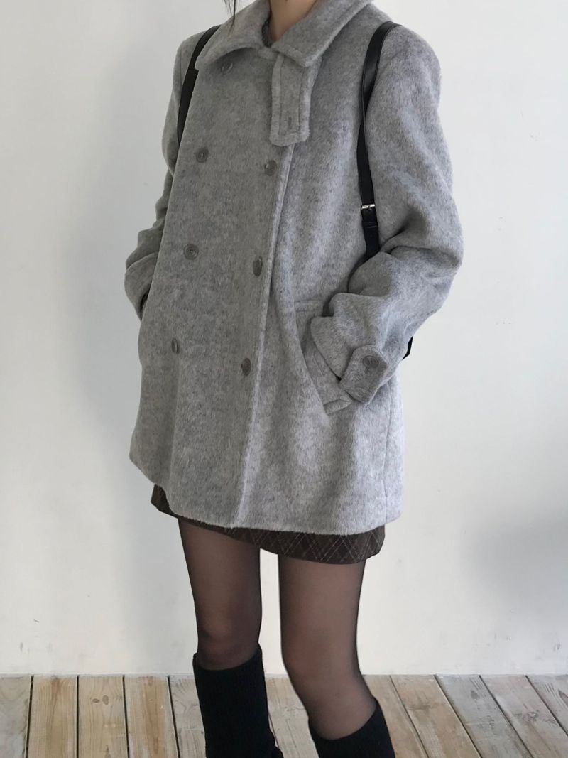 High-neck double coat (2 colors)