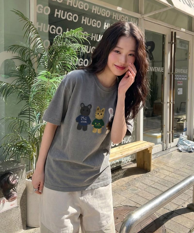 NOTUSUAL（ノットユージュアル）の「NUSL アニマルズオーバーフィットピグメントTシャツ - 5COLOR（トップス）」