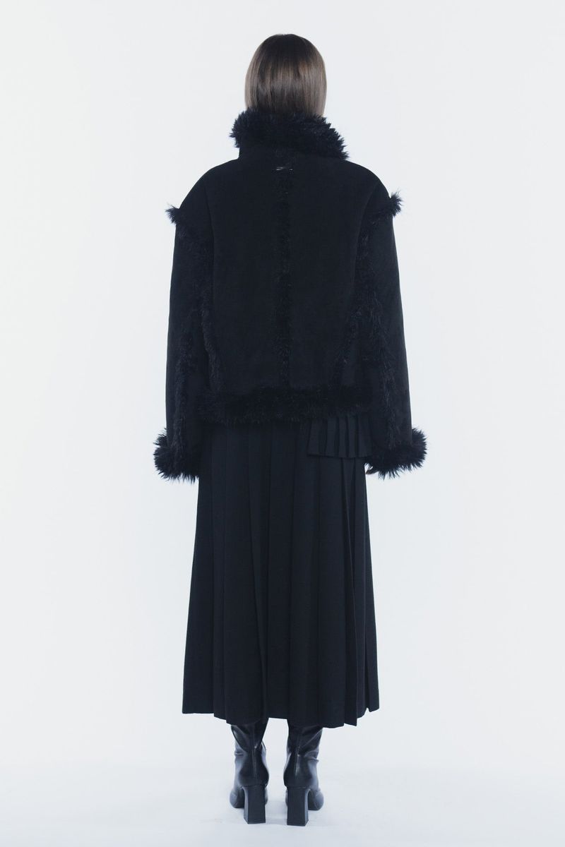 LUNA BELTED SHEARLING JACKET black