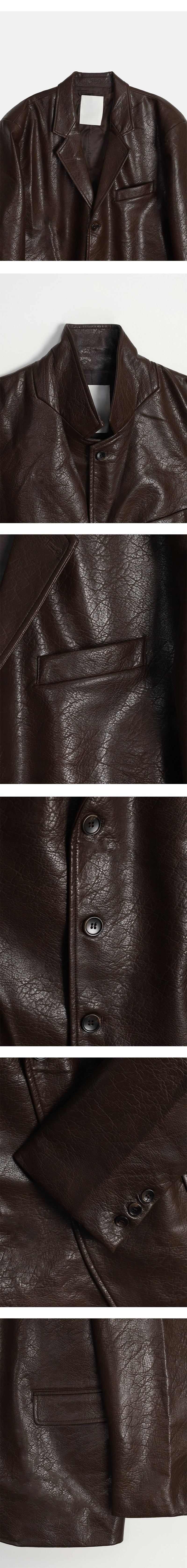 [F/W] Crack overfit leather blazer(2color)