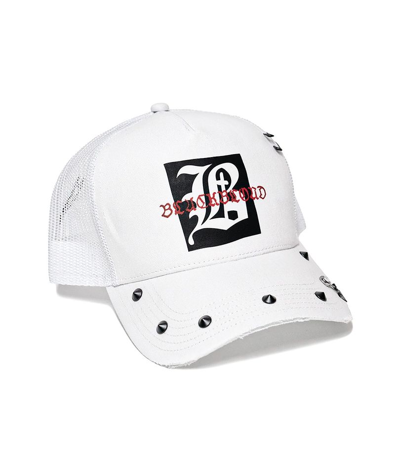 BBD Graphic B Logo Stud Trucker Mesh Cap (White)