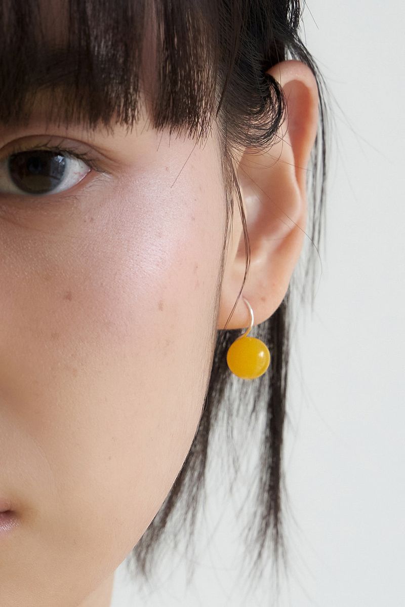 [silver925] amber ball hook earring