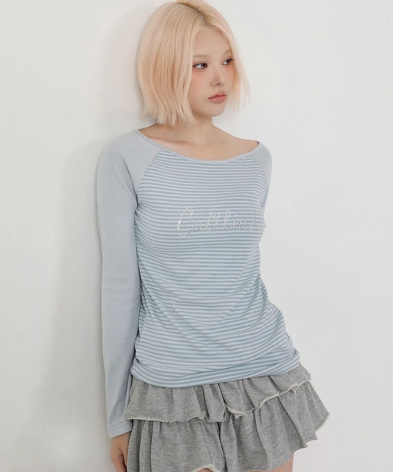 Stripe Reglan Long Sleeve_mint