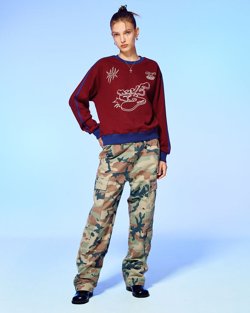 OLD SPORTS TEAM SWEATSHIRT-BURGUNDY