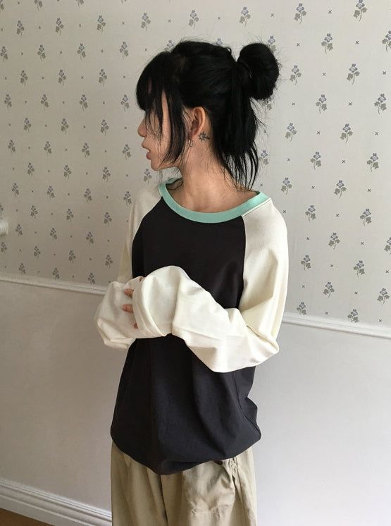 BAON（バオン）の「[unisex]シャコンヌ カラーマッチング ラグラン ロングスリーブ Tシャツ（トップス）」