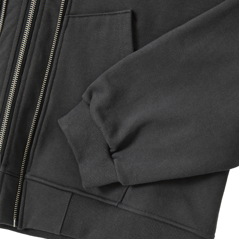 Layered 2-way Zip Hood Zip-up - CHARCOAL