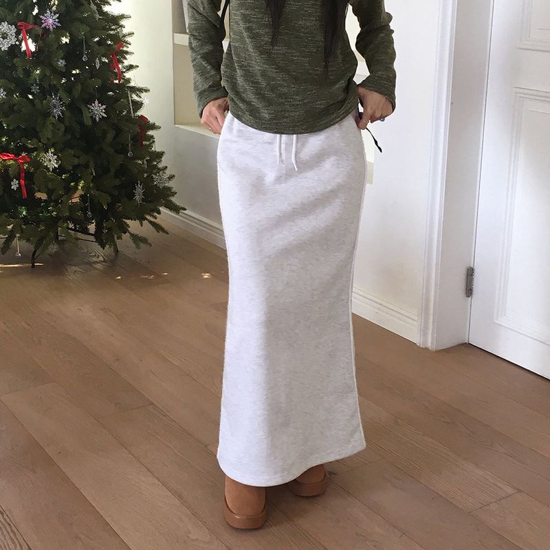 [Napping Lining] Luhee Angora line Sweat maxi long skirt