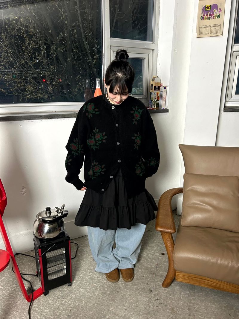 (2color) flower cardigan