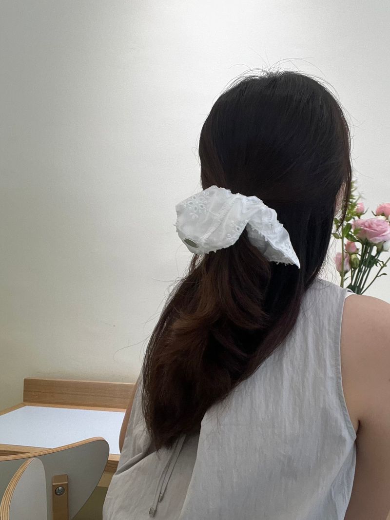 White Square Scrunchies