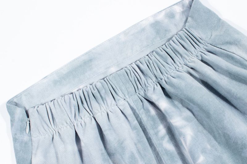 TIE-DYE DRAPING LONG SKIRT (White)