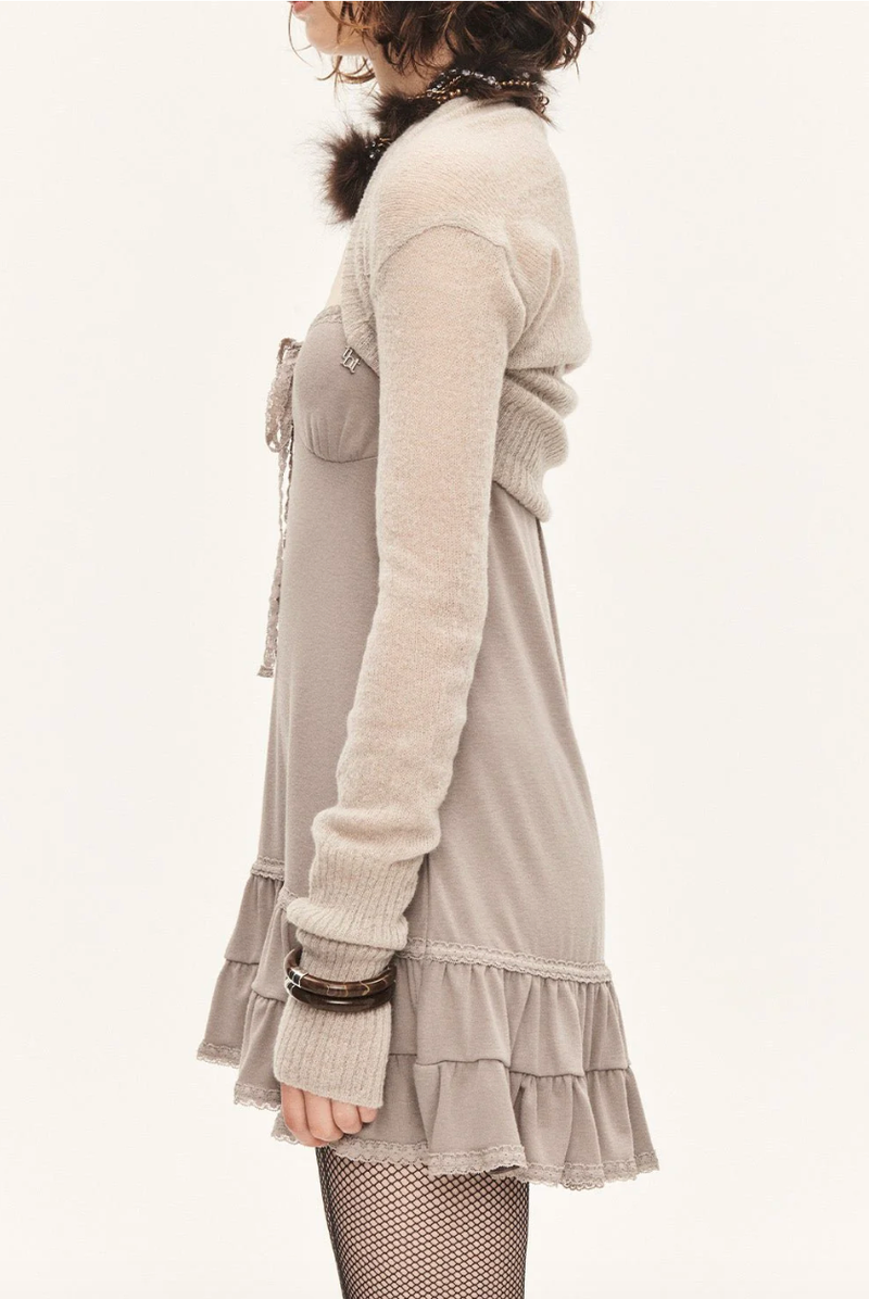 Angel shawl bolero - beige gray 