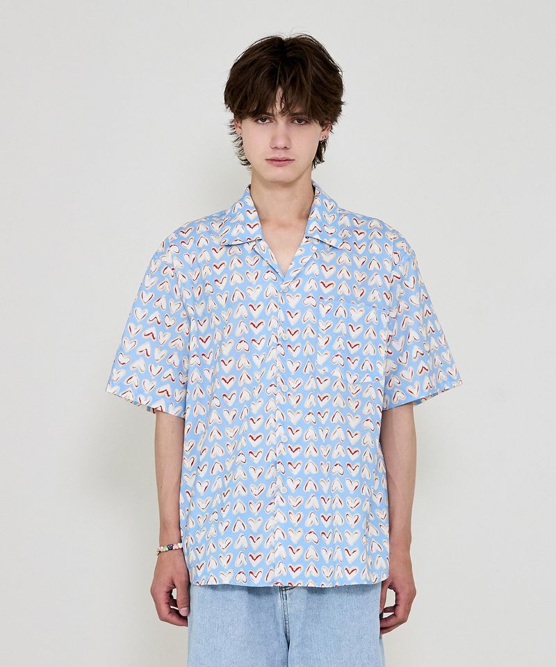 amore open collar shirts sky blue