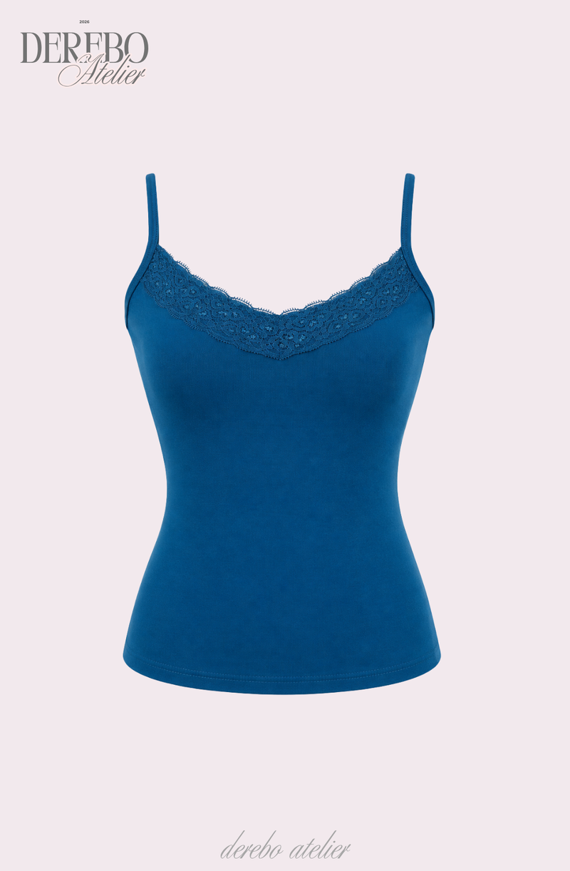 Deep Blue Lace Sleeveless Top