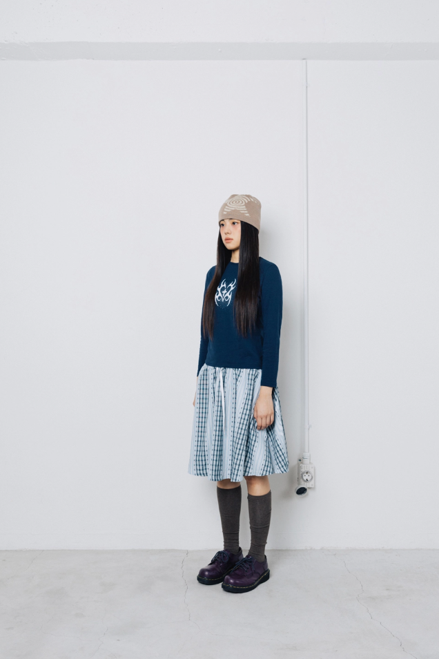 Check Twister Star Skirt - Stripe Light Blue