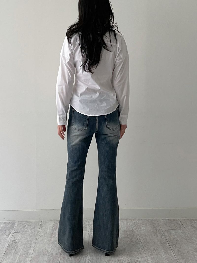 304 Cat Washing Semi-Bootcut Denim Pants