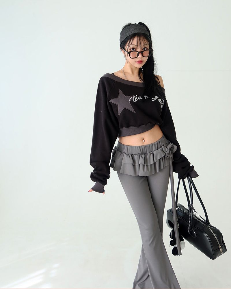 cancan frill layered bootcut pants