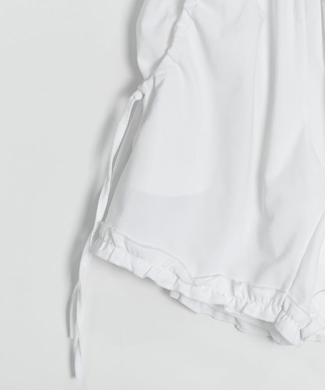Hisami Strap Banding Frill Bermuda Pants