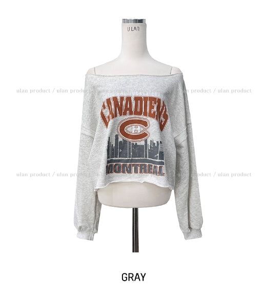 Mont cutting off-shoulder cropped sweatshirt