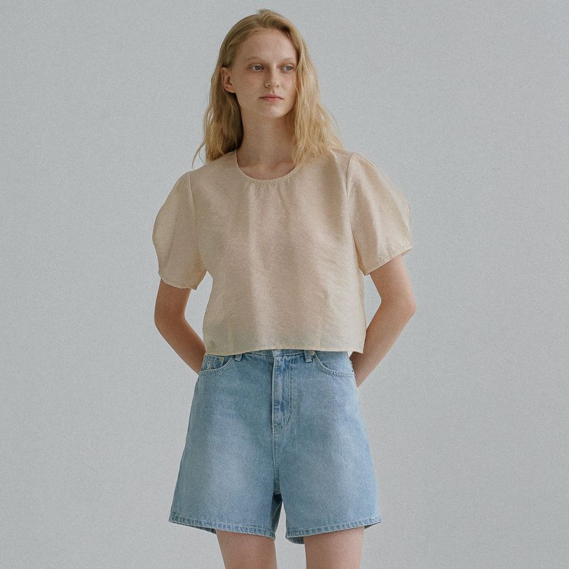 Croire puff crop blouse
