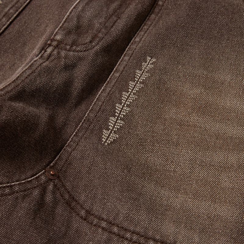 Double knee denim work pants / Brown