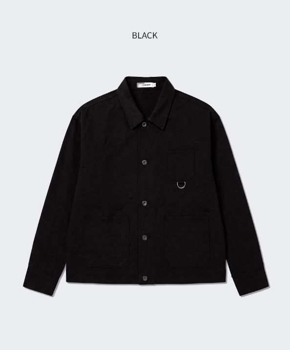 Crop French Work Jacket Black