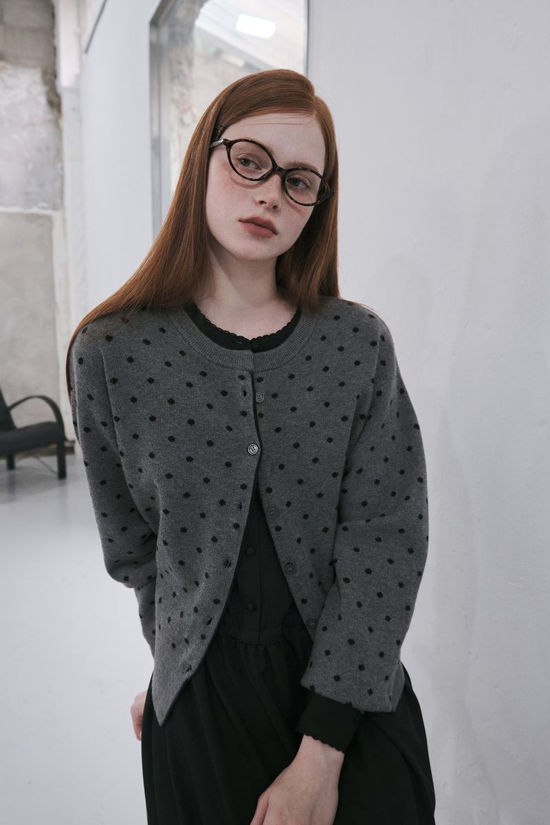 【即日発送】semi loose fit dot cardigan