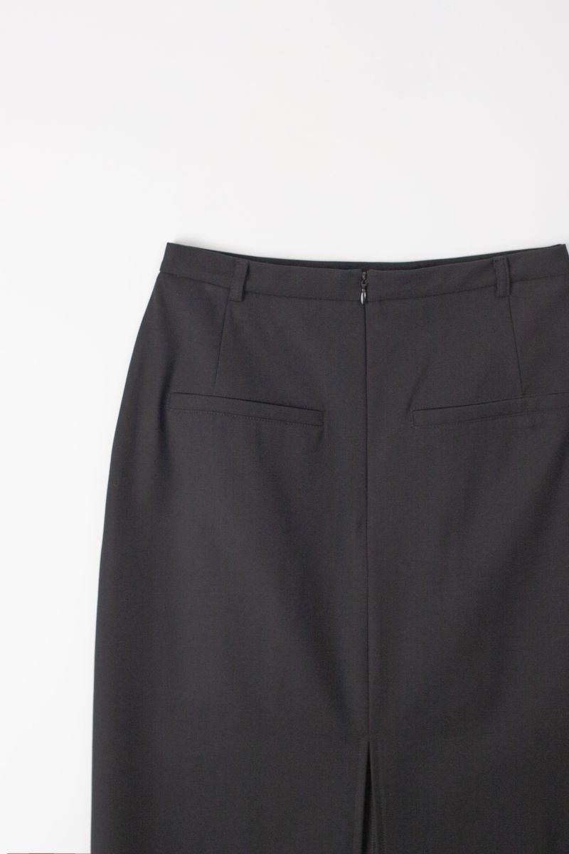 Wool stitch midi skirt (Black)