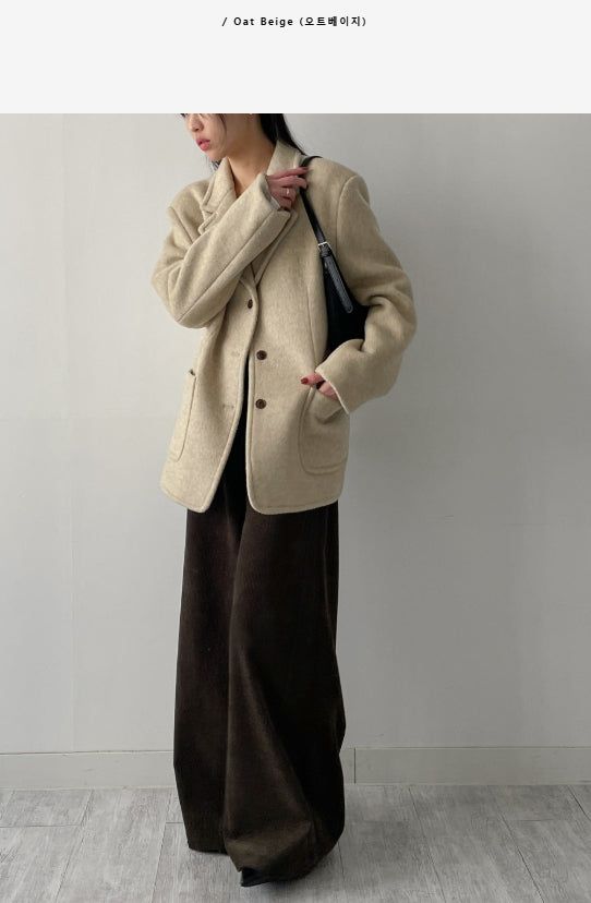 [wool90%] Heavy Wool Overfit Single Jacket