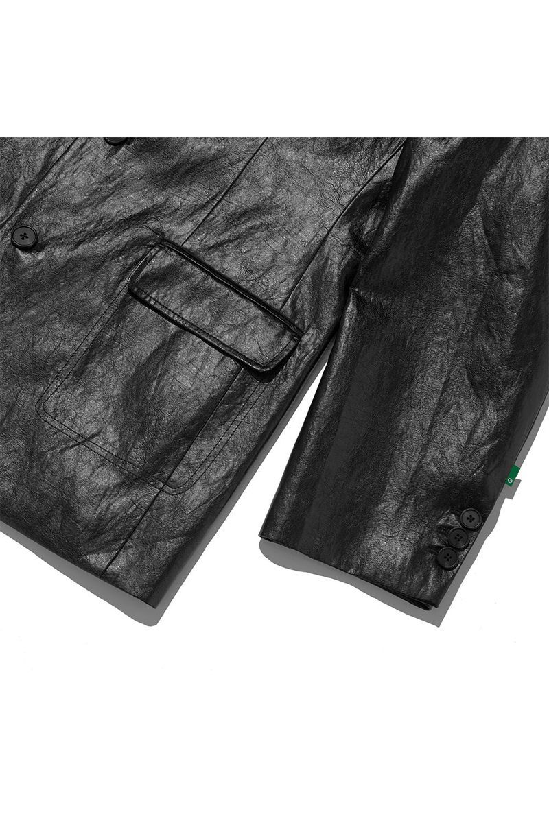 FLIP Crack Leather Blazer_Black