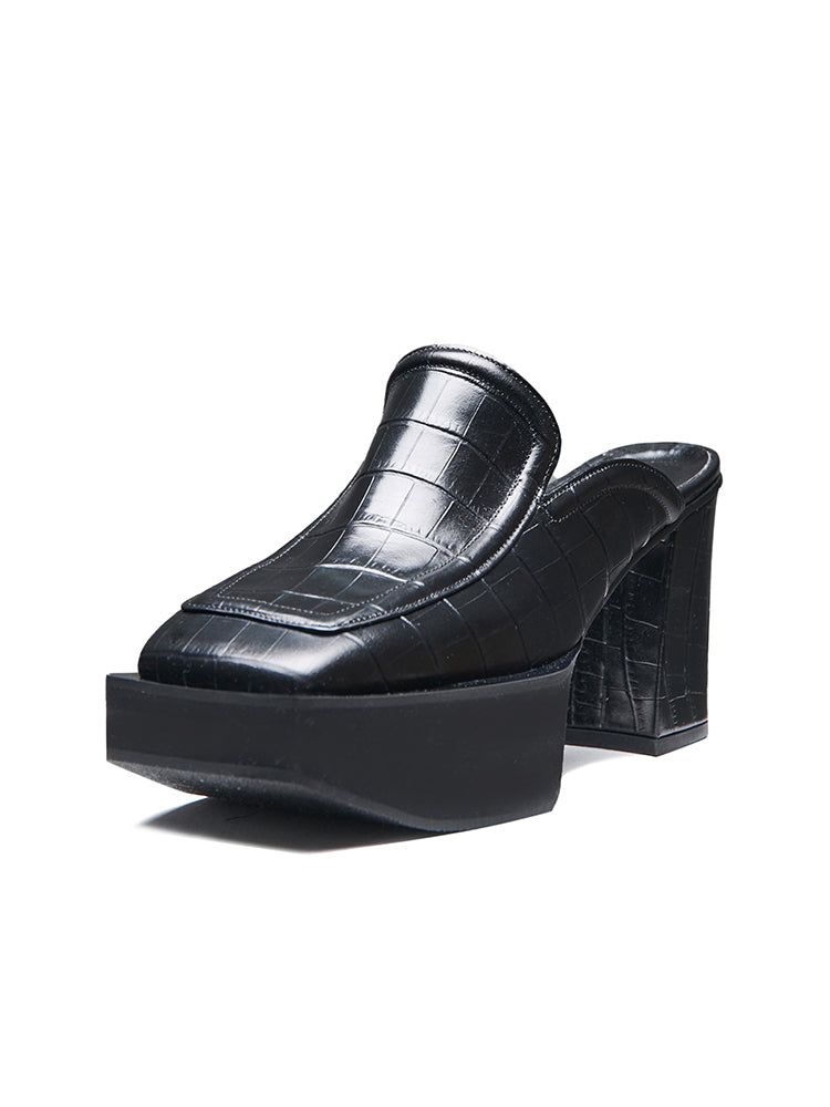 SQUARE TOE MULE-BLACK