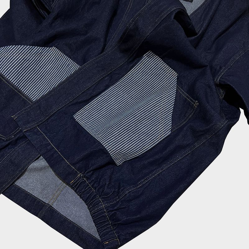 stripe patch denim cardigan_blue