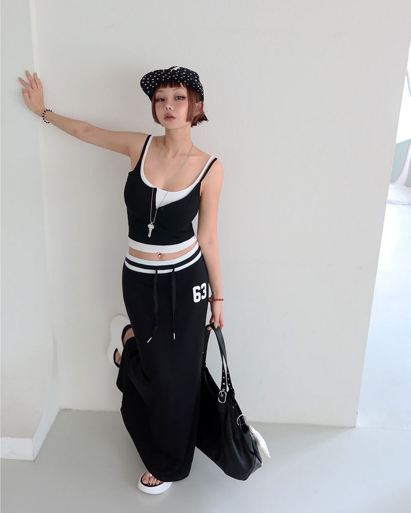 Delight-J（ディライトジェイ）の「Number Lettering Color Banding Long Skirt（Skirts）」