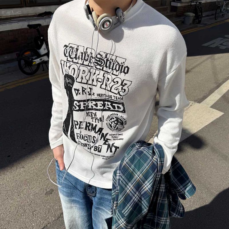 HundoP(ハンドピー)の「Oversized Vintage Fiction Knit Long Sleeve Tee(Tops)」