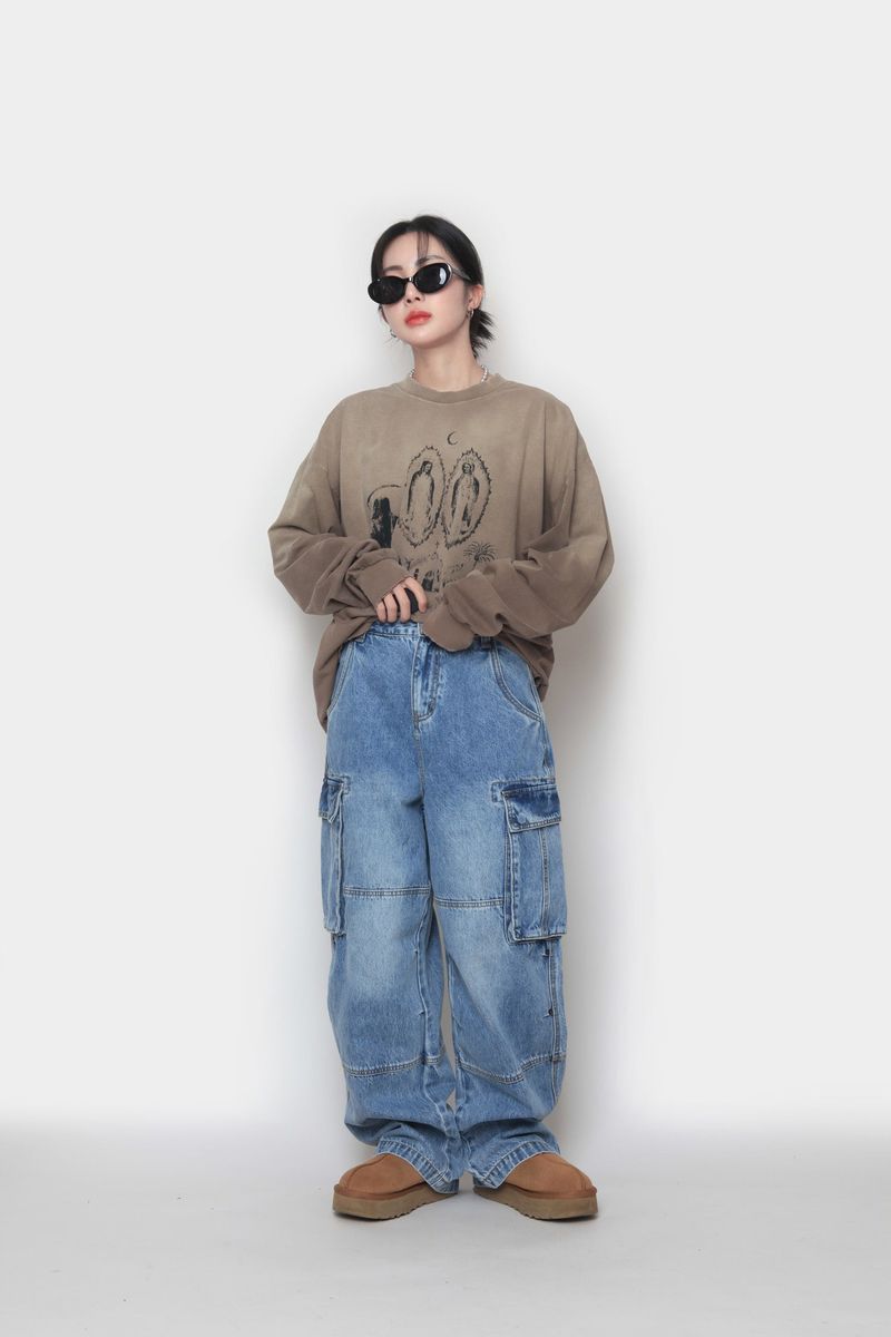 Shadow Washing Long-Sleeved T-Shirt