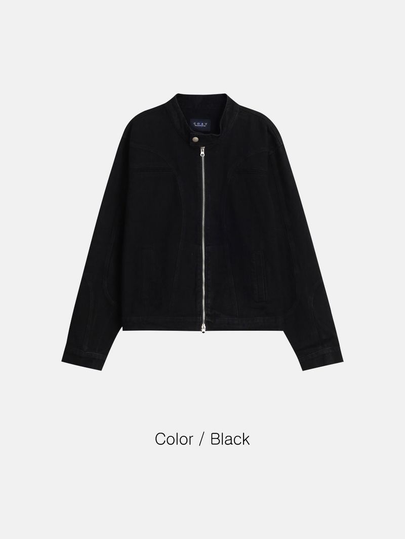 Crop Biker Washing Jacket