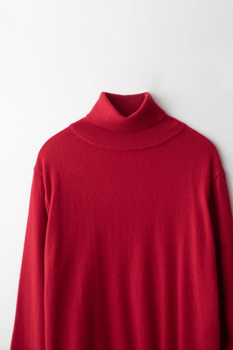 Cashmere turtle neck knit (Red)