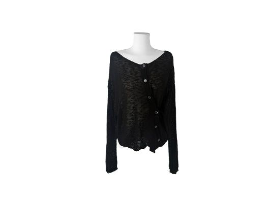 Buki Reversible See-Through Button Knit Cardigan