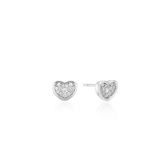 26SS★ Essence (W) Pudding Heart Pave Earrings
