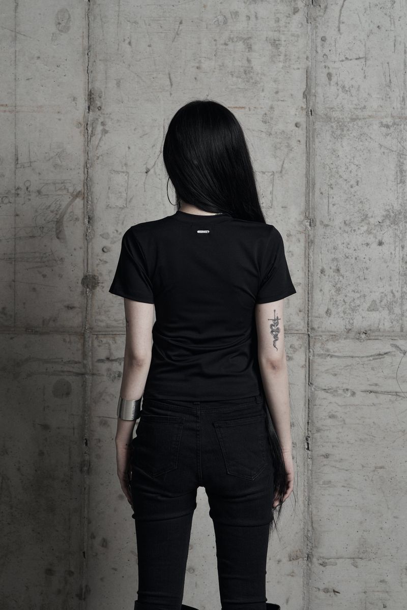 [label] sculptural Jersey zipper top BLACK