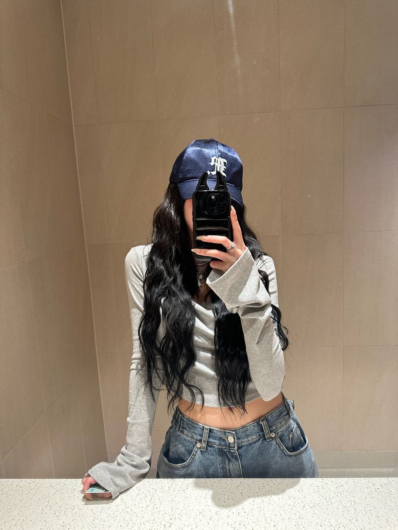 Gray shoulder crop hoodie
