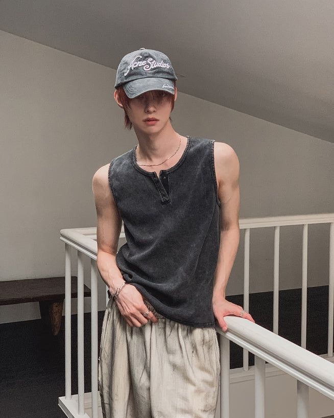 Dust Pigment Henley Sleeveless