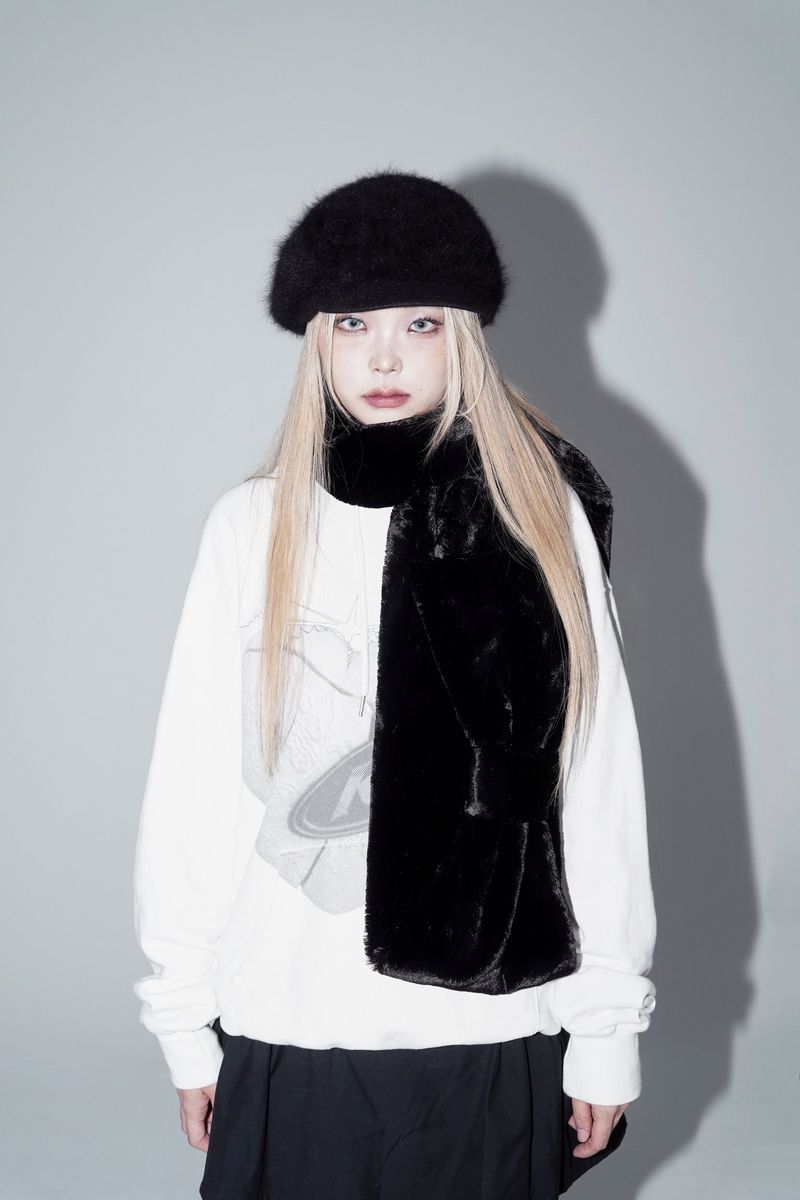 Ribbon Muffler_Fur black