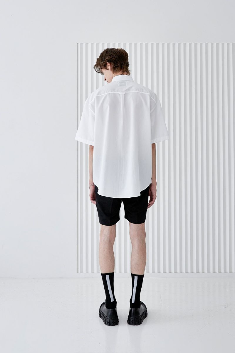 DOBLE HOLDER STRIPE HALF SHIRT WHITE