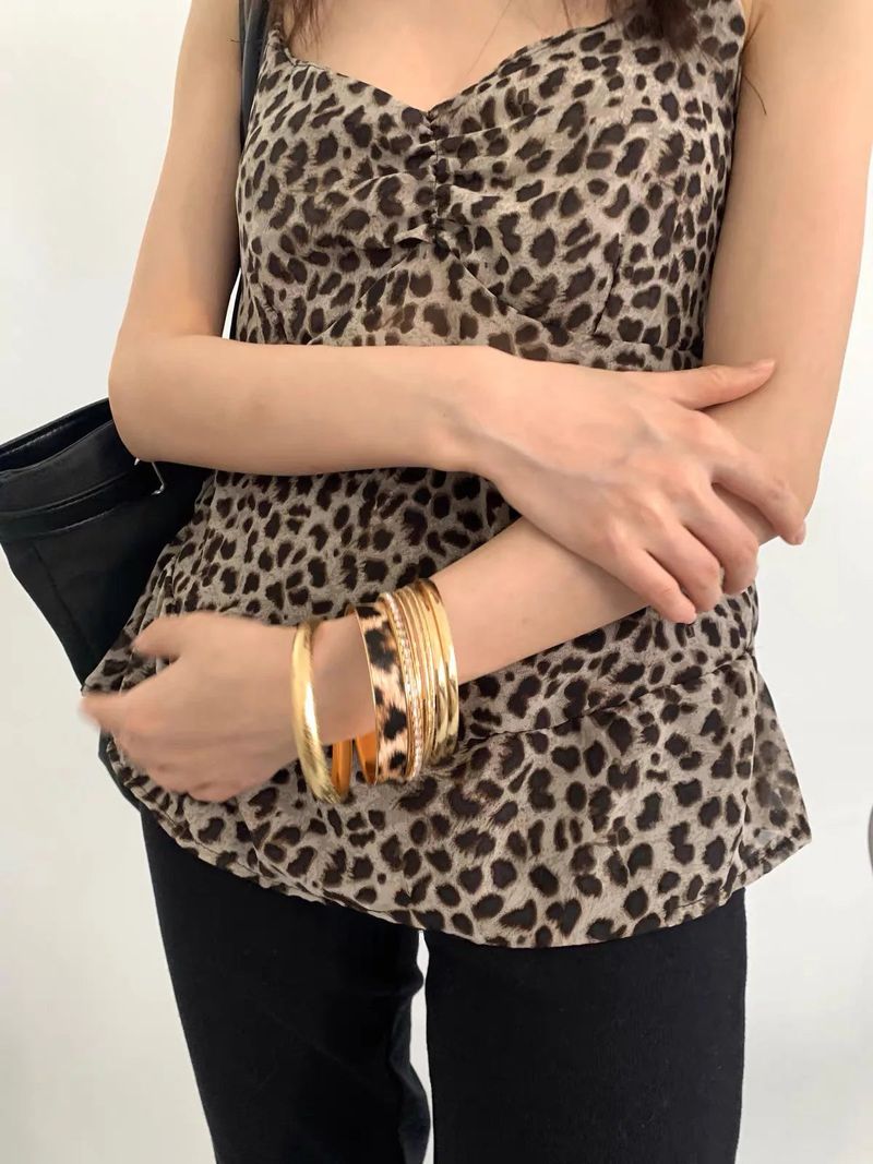 Leopard twinkle gold bangle SET