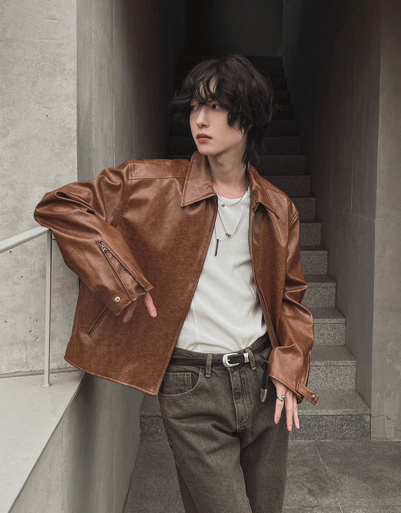 2PLAN（ツープラン）の「スタンクラックレザーバイカージャケット (2 color)（Jackets/Outerwear）」