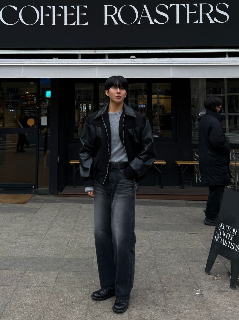 Bes black wide denim pants