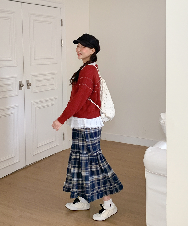 Sorbet Long Checkered Skirt