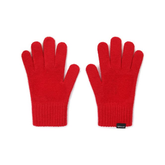 0 5 patch wool knit gloves - RED
